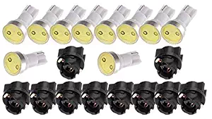 cciyu T5 PC74 LED Light Bulbs Instrument Panel Gauge Cluster Dashboard 37 73 17 T5 LED Light w/Scoket,10 Pack