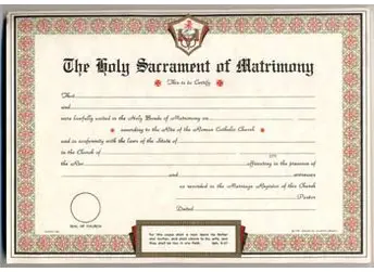 Religious Supply Marriage Certificate