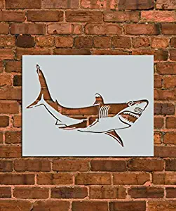 White Shark Stencil Template - Reusable Stencil with Multiple Sizes Available - INNOVO Stencils (8.5" x 11") (12" x 12")