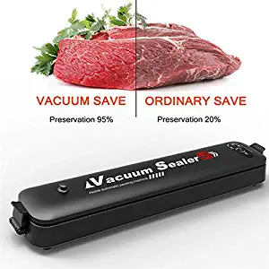 Ebuybuy Upgraded Vacuum Sealer Machine Food Saver Multifunction Automatic Vacuum Sealer For Food Preservation Led Indicator Lights 15Pcs Sealing Bags & Moist Food Mode,Built-In Bag Cutter (Black)