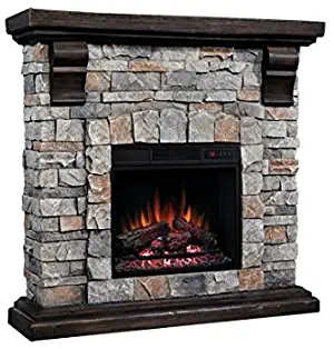 Classic Flame Pioneer Stone Electric Fireplace Mantel Package, Brushed Dark Pine - 18WM10400-I601