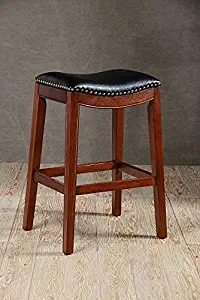 Mintra Soft Saddle Seat 26"H Counter Stool, Cherry Finish