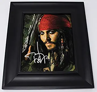 Pirates of the Caribbean Jack Sparrow Johnny Depp Hand Signed Autographed 8x10 Glossy Photo Gallery Framed Loa