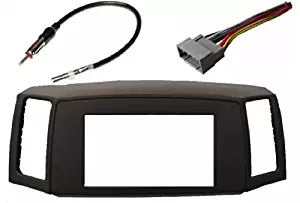 Jeep Grand Cherokee 2005-2007 Double Din Navigation Radio Bezel Dash Install Kit with Standard Wiring Harness and Antenna Adapter - KHAKI