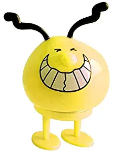 Car Ornament Cute Funny Bounce Dog Doll Automobile Interior Dashboard Decoration Jumping Toys Display Creative Decor Accessories (Yellow-Tooth)