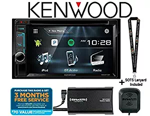 Kenwood DDX375BT 6.2in In Dash Double Din DVD Receiver with Built in Bluetooth & SiriusXM SVX300KV1 Satellite Radio Tuner & Antenna and a SOTS Lanyard (Renewed)