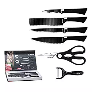 Kitchenart KAK-006P, Black Edition, 6PCS Daily Use Sharp Knives Stainless Steel Kitchen Knife Set Non-stick Coating Finish Cutlery, Black