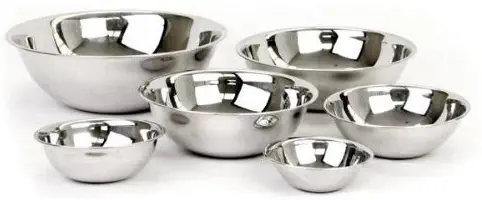 Set of 6 Standard Weight Mixing Bowls, Stainless Steel, Mirror Finish, 0.75, 1.5, 3, 4, 5, and 8 Qt. (Mixing Bowl Set Of 6)