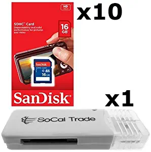 10 PACK - SanDisk 16GB SD HC Class 4 Secure Digital High Speed SDHC Flash Memory Card SDSDB-016G 16G 16 GB GIGS (S.B16.RTx10.562) LOT OF 10 - Retail Packaging