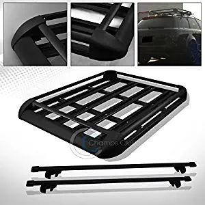 HS Power 49" BLK SQUARE TYPE ROOF RAIL RACK CROSS BAR KIT+CARGO CARRIER LUGGAGE BASKET C1