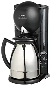 Krups 229-45 Aroma Control 10-Cup Coffeemaker with Thermal Carafe, Black and Stainless Steel