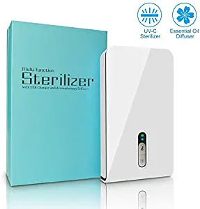 UV Smart Phone Sanitizer,Portable Cell Phone Sterilizer,Aromatherapy Function Disinfector, Phone Cleaner Box with USB Charging for iOS Android Mobile Phone Toothbrush Jewelry Watches-White