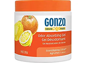 Gonzo Odor Absorbing Gel - Odor Eliminator for Car RV Closet Bathroom Pet Area Attic & More - Captures and Absorbs Smoke Mold and Other Odors - 14 Ounce, Scentillating Citrus
