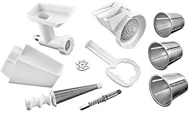 KitchenAid FPPA Stand Mixer Attachment Pack 1 with Food Grinder, Fruit & Vegetable Strainer, and Rotor Slicer & Shredder (Renewed)