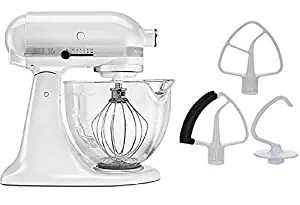 KitchenAid 5-Quart Stand Mixer Glass Bowl Matte White