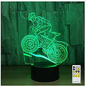 Mountain Bike 3D Night Light Acrylic Optical Illusion Led Table Light Mood Lamp Touch Remote Control 7 Colors Light Kid Gifts