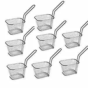 8pcs Mini Square Fry Basket Present Fried Food, Table Serving Mini Chip Baskets Mini Fryer Serving Food Presentation Basket Kitchen