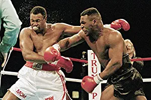 Erthstore 11x17 inch Wall Poster of Mike Tyson and Larry Holmes Throwing Punch Boxing Legends