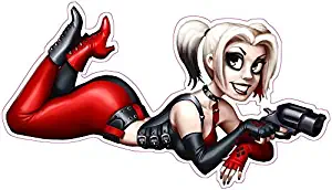 A.G.Holmes 2pcs PIN UP Sexy Harley Quinn Hat Sticker/Decal/Label Tool Lunch Box Helmet Funny Flag/Bumper/Truck/Sticker/Decal 4"