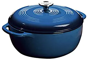 Lodge 6 Quart Enameled Cast Iron Dutch Oven. Blue Enamel Dutch Oven (Blue) (Renewed)