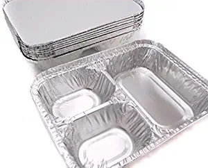 Disposable Aluminum 3 Compartment T.V Dinner Trays with Board Lid #210L (25)