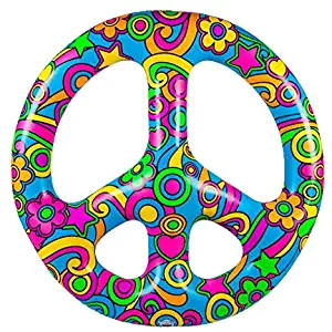 BigMouth Inc Giant Peace Sign Multi-Person Pool Float, 4 Feet Wide, Funny Inflatable Vinyl Summer Pool or Beach Toy, Patch Kit Included