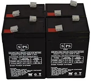 SPS Brand 6V 4.5Ah Replacement Battery for Honeywell K9392 6V 4.5Ah Alarm (4 Pack)