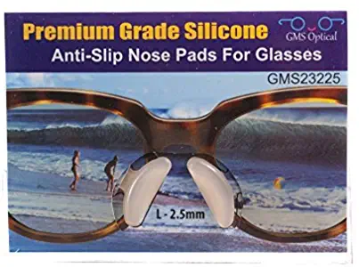 10 Pair Clear - 2.5mm x 17mm Non-Slip Nose Pads for Glasses by GMS Optical - Premium Grade Silicone (10 Pair)