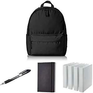 Amazonbasics Classic Backpack with Gel Ink Pens, Classic Notebook (Ruled) and 3-Ring Binder