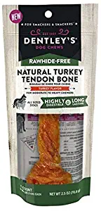 Dentley`s Dog Chews 1-Dog Chew Rawhide-Free Natural Turkey Tendon Bone Turkey Flavor 1-8" Bone