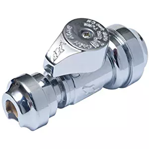 SharkBite 23049-0000LFA Straight Stop Valve 1/2 inch x 1/4 inch (3/8 inch OD), Water Valve Shut Off, Push-to-Connect, PEX, Copper, CPVC, PE-RT