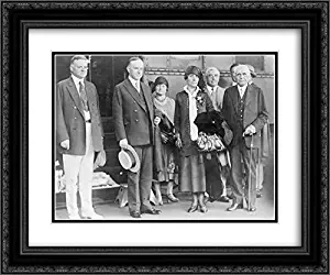 President and Mrs. Coolidge Standing, Full-Length Portrait, with Secretary of Commerce Herbert Hoover and Secretary of State Frank B. Kellogg 24x20 Double Matted Black Ornate Framed Art Print