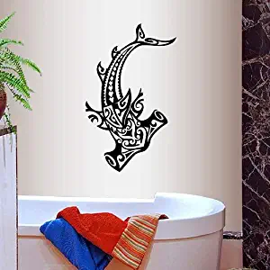 Wall Vinyl Decal Home Decor Art Sticker Hammerhead Shark Fish Tribal Ocean See Bathroom Shower Bedroom Room Removable Stylish Mural Unique Design