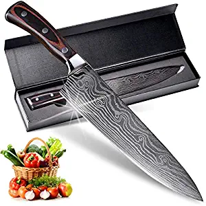 8 Inch Professional Chef Knife, Pro Sharp Kitchen Knife, German High Carbon Stainless Steel Knife with Ergonomic Handle