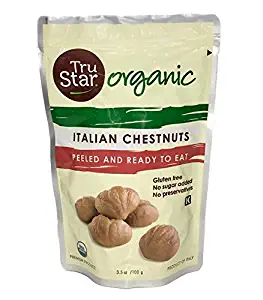 TruStar Organic Italian Chestnuts, Peeled, Ready-to-eat, 3.5oz Pouch (Pack of 6)