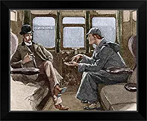 CANVAS ON DEMAND Sherlock Holmes and Dr. Watson Black Framed Art Print, 23"x19"x1"