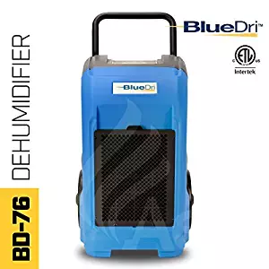 BlueDri BD-76 Industrial Commercial Grade Large Dehumidifier for Home, Basements, Garages, and Job Sites - 76 AHAM/150 Saturation PPD, Blue