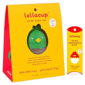 Lollaland Weighted Straw Sippy Cup | Lollacup - Sippy Cups for Toddlers | Shark Tank Products - Best Sippy Cups for Baby Infant & Toddler Ages | Lollacup Green w/Straw Replacement Pack
