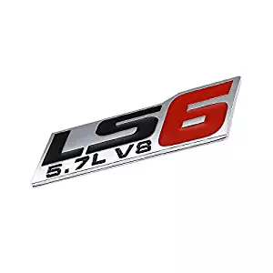 UrMarketOutlet 5.7L V8 LS6 Black/Red/Chrome Aluminum Alloy Auto Trunk Door Fender Bumper Badge Decal Emblem Adhesive Tape Sticker