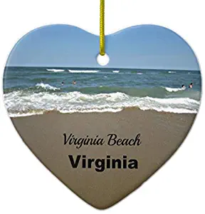 Virginia Beach Virginia Heart Porcelain Ornament Gift 3"