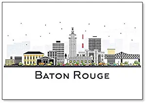 Baton Rouge Louisiana City Skyline with Color Buildings Fridge Magnet