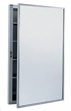 Bobrick 299 304 Stainless Steel Surface-Mounted Medicine Cabinet, Satin Finish, 17" Width x 26-7/8" Height x 5" Depth, 4 Shelves
