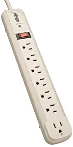 Tripp Lite 7 Outlet (6 Right Angle + 1 Transformer Outlet) Surge Protector Power Strip, 4ft Cord, Lifetime Limited Warranty & $25K INSURANCE (TLP74R),White