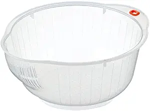Inomata Japanese Rice Washing Bowl with Strainer, 2 quart