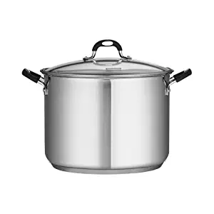  22 Qt Tramontina Stainless Steel Covered Stockpot, Induction Ready, 3ply Base, Clear Lid