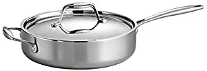 Tramontina 80116/058DS Gourmet Stainless Steel Induction-Ready Tri-Ply Clad Covered Deep Saute Pan, 3-Quart, NSF-Certified, Made in Brazil