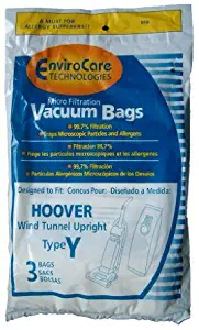 6 Hoover Allergy Vacuum Type Y Bags, WindTunnel Upright Vacuum Cleaners, 43655109, 4010100Y, 4010801Y by EnviroCare