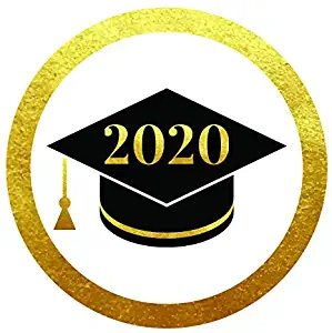 50- Class of 2020 Graduation Stickers, Envelope Label Seals, Thank You Cards, Invitations, Party Favor Supplies, Black & Gold Decor
