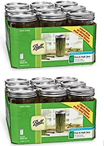 Ball Wide Mouth 1-1/2 Pint, 24 oz. Glass Mason Jars with lids and bands, 9 count - Pack of 2 (Total 18 Jars)