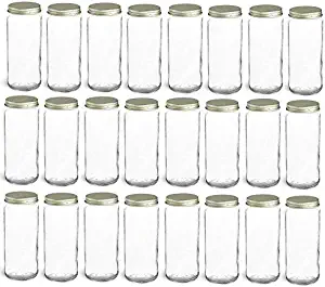 Nakpunar 24 pcs 8 oz Glass Canning Jars with Gold Lid - Half Pint, Paragon Style - MADE IN USA